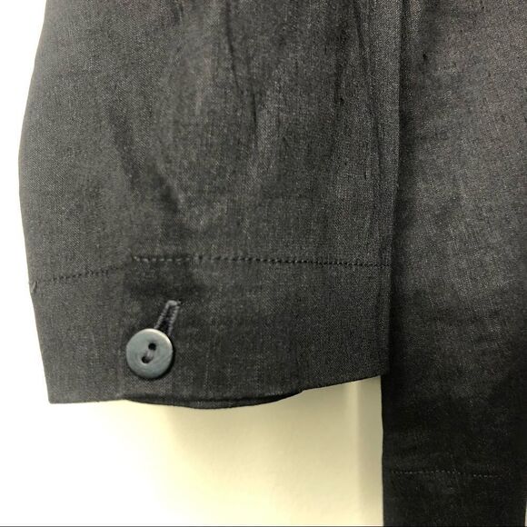 Eileen Fisher Linen Navy Button Down Shirt Size Large - Picture 4 of 10